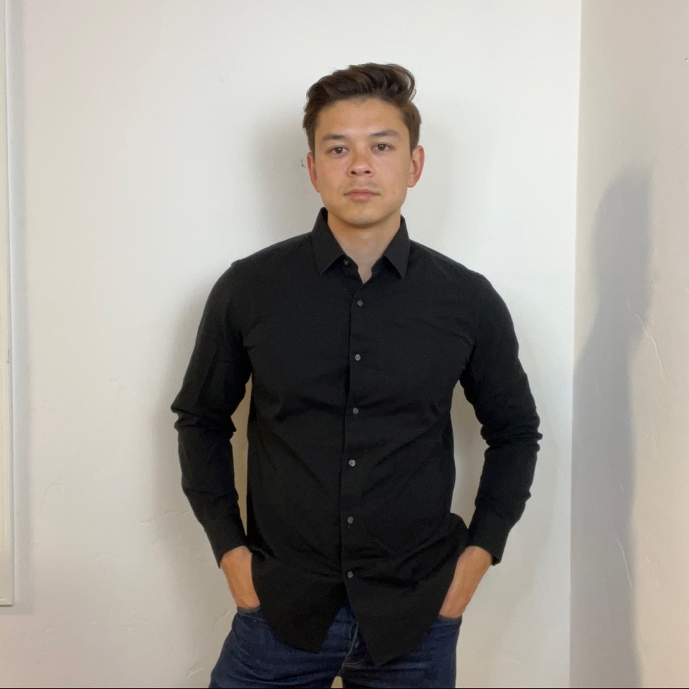 Uniqlo black easy care stretch slim-fit dress shirt - Picture 5 of 8